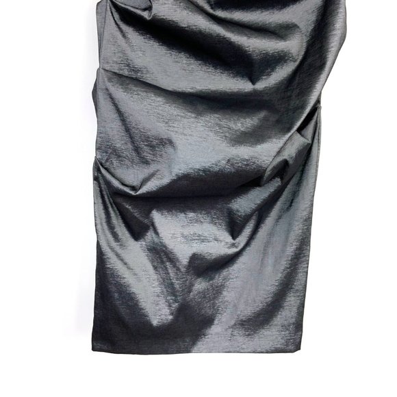 Cache Dark Silver One-shoulder Prom Homecoming Cocktail Party Dress Size 6-4 - Picture 4 of 16